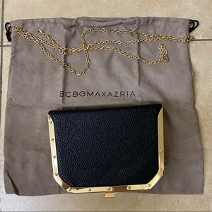 BCBG NWT Caviar Leather Black Clutch GHW retail $298